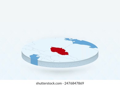 Mapa isométrico 3D que destaca República Checa en rojo. Ilustración vectorial.