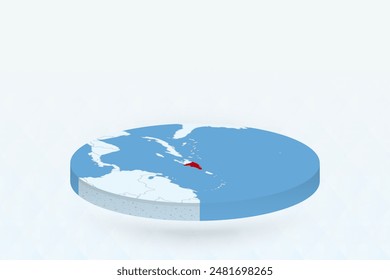 3D Isometric Map Highlighting Dominican Republic in Red. Vector illustration.