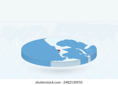 3D Isometric Map Highlighting El Salvador in Red. Vector illustration.