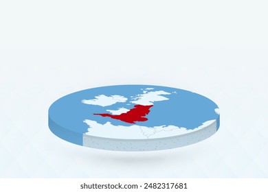 3D Isometric Map Highlighting England in Red. Vector illustration.