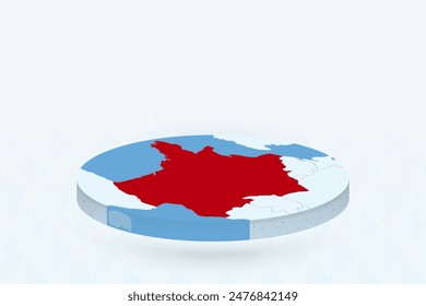 Mapa isométrico 3D que destaca Francia en rojo. Ilustración vectorial.