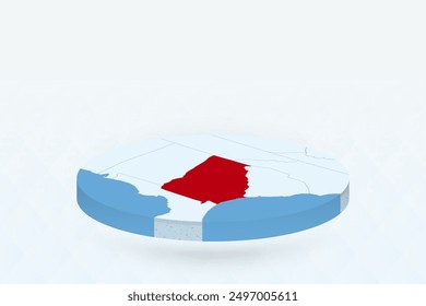 Mapa isométrico 3D resaltando Georgia en rojo. Ilustración vectorial.