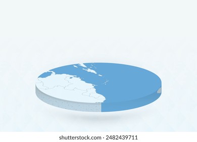 3D Isometric Map Highlighting Grenada in Red. Vector illustration.