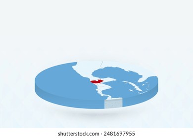 3D Isometric Map Highlighting Guatemala in Red. Vector illustration.