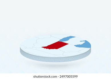 3D Isometric Map Highlighting Indiana in Red. Vector illustration.