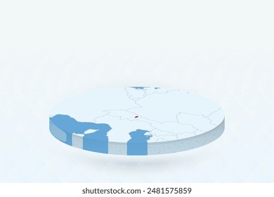 3D Isometric Map Highlighting Liechtenstein in Red. Vector illustration.