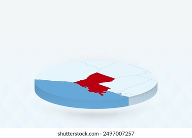 Mapa isométrico 3D que resalta Luisiana en rojo. Ilustración vectorial.