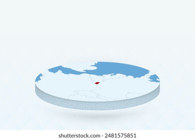 3D Isometric Map Highlighting Luxembourg in Red. Vector illustration.