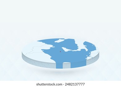 3D Isometric Map Highlighting Malta in Red. Vector illustration.