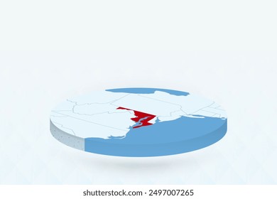 3D Isometric Map Highlighting Maryland in Red. Vector illustration.