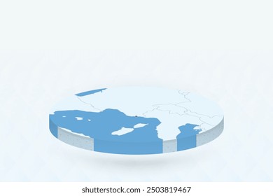 3D Isometric Map Highlighting Monaco in Red. Vector illustration.