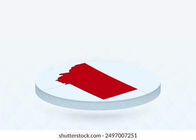 3D Isometric Map Highlighting Montana in Red. Vector illustration.