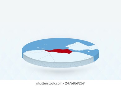 3D Isometric Map Highlighting Morocco in Red. Vector illustration.