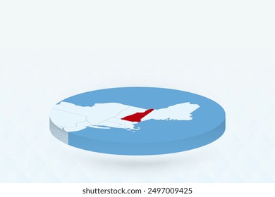 3D Isometric Map Highlighting New Hampshire in Red. Vector illustration.