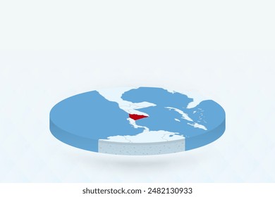 Mapa isométrico 3D que destaca Nicaragua en rojo. Ilustración vectorial.