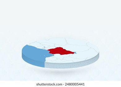 3D Isometric Map Highlighting Nigeria in Red. Vector illustration.