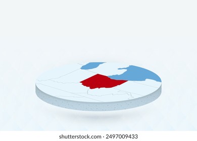 3D Isometric Map Highlighting Ohio in Red. Vector illustration.