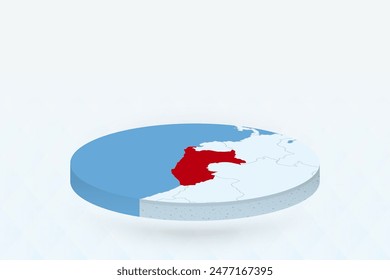 3D Isometric Map Highlighting Peru in Red. Vector illustration.