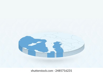 3D Isometric Map Highlighting San Marino in Red. Vector illustration.