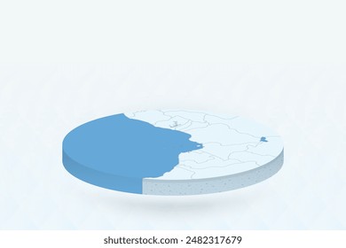 3D Isometric Map Highlighting Sao Tome and Principe in Red. Vector illustration.