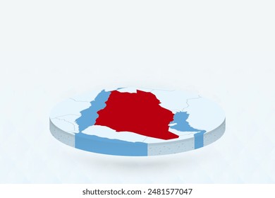 3D Isometric Map Highlighting Saudi Arabia in Red. Vector illustration.