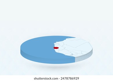 3D-isometrische Karte, die Sierra Leone in Rot hervorhebt. Vektorillustration.