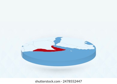 Mapa isométrico 3D que destaca Somalia en rojo. Ilustración vectorial.