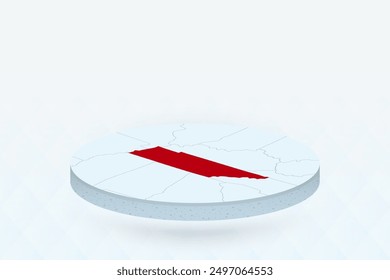 3D Isometric Map Highlighting Tennessee in Red. Vector illustration.
