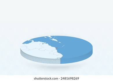 3D Isometric Map Highlighting Trinidad and Tobago in Red. Vector illustration.