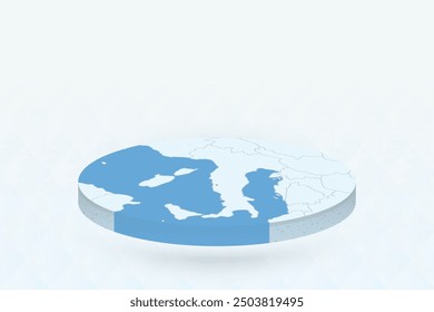 3D Isometric Map Highlighting Vatican City in Red. Vector illustration.