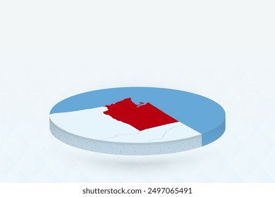 3D Isometrische Karte, die Washington in Rot hervorhebt. Vektorgrafik.