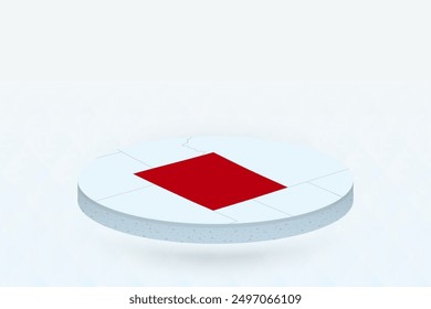 3D Isometric Map Highlighting Wyoming in Red. Vector illustration.
