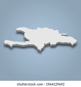 3d isometric map of Hispaniola is an island in Dominican Republic and Haiti, isolated vector illustration
