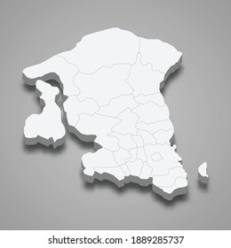 3d isometric map of Hovedstaden is a region of Denmark