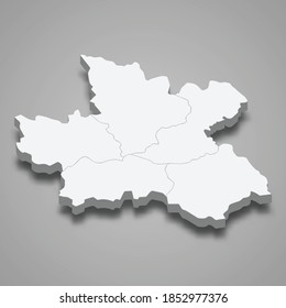 Mapa isométrico 3d de Hradec Kralove es una región de la República Checa, ilustración vectorial