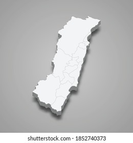 3d isometric map of Hualien County is a region of Taiwan, vector illustration