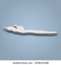 3d isometric map of Hvar is an island in Croatia, isolated vector illustration