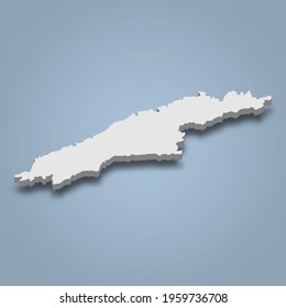 3d isometric map of Hydra is an island in Greece, isolated vector illustration