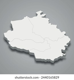 3d isometric map of Iffou is region of Ivory Coast, vector illustration
