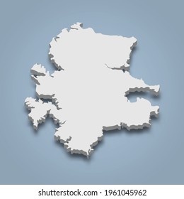 3d isometric map of Iki is an island in Japan, isolated vector illustration