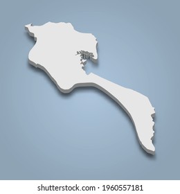 3d isometric map of Ile de Noirmoutier is an island in France, isolated vector illustration