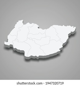 Mapa isométrico 3d de Imereti es una región de Georgia, ilustración vectorial
