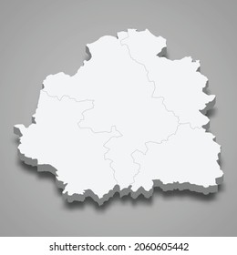 3d isometric map of Indre is a department in France, vector illustration