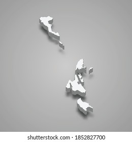 3d isometric map of Ionian Islands is a region of Greece, vector illustration