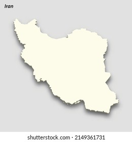 3d isometric map of Iran isolated with shadow. Paper card style vector illustration