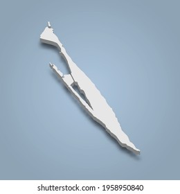3d isometric map of Isla Mujeres is an island in Mexico, isolated vector illustration