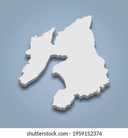 3d isometric map of Islay is an island in Scotland, isolated vector illustration