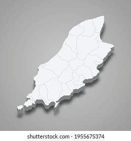 3d isometric map of Isle of Man, isolated with shadow vector illustration