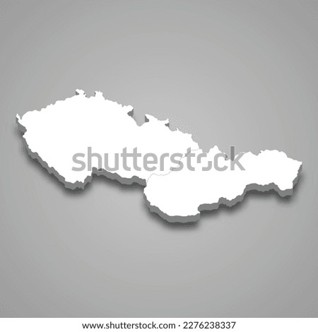 3d isometric map of Czechoslovakia‎ isolated with shadow, former state Сток-фото © 