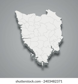 3d isometric map of Istria is a county of Croatia, vector illustration